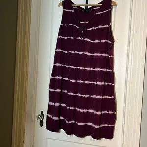 Calvin Klein Jeans 2X Maroon Tye Dye Cotton Sleeveless Dress.